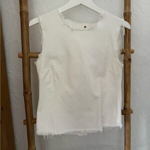Golden Goose Frayed White Tank Top